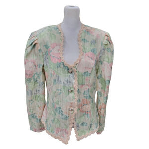 Vintage Nah Nah Collections Women's‎ Floral Print Blazer Jacket Size 11/12